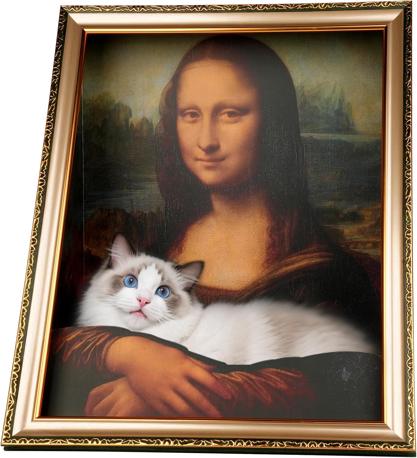 Mona Lisa Cat Bed, Home Decor, 3-in-1 3D Kitten Houses & Condos for Indoor Cats, Easy Setup Hideout for Small Animals, Novelty Gift for Cat Pawrent