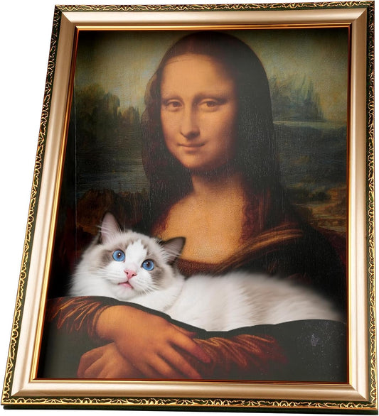 Mona Lisa Cat Bed, Home Decor, 3-in-1 3D Kitten Houses & Condos for Indoor Cats, Easy Setup Hideout for Small Animals, Novelty Gift for Cat Pawrent