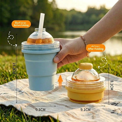 2-in-1 Foldable Ice Ball Cup – Make Ice, Drink Anywhere