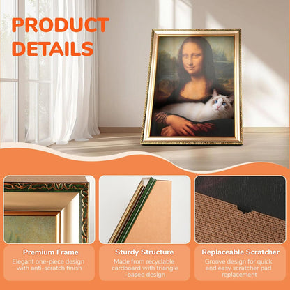Mona Lisa Cat Bed, Home Decor, 3-in-1 3D Kitten Houses & Condos for Indoor Cats, Easy Setup Hideout for Small Animals, Novelty Gift for Cat Pawrent