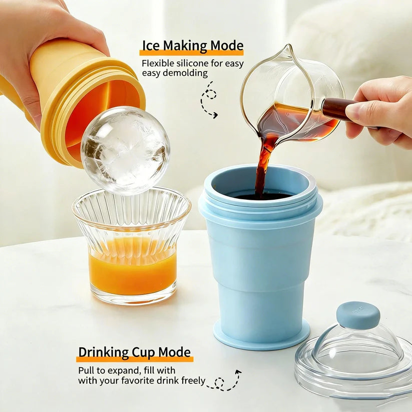 2-in-1 Foldable Ice Ball Cup – Make Ice, Drink Anywhere