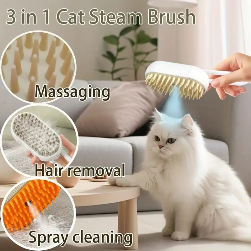 3 in 1 Pet Steam Brush | Rechargeable, Self-Cleaning, Deshedding & Massage Tool for Dogs & Cats-Final 3 Hours: 49%OFF 🔥