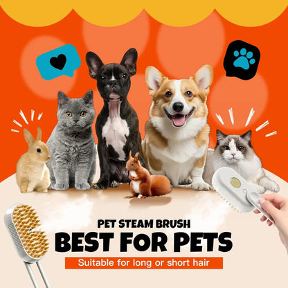 3 in 1 Pet Steam Brush | Rechargeable, Self-Cleaning, Deshedding & Massage Tool for Dogs & Cats-Final 3 Hours: 49%OFF 🔥