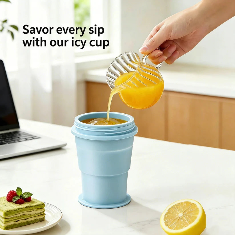 2-in-1 Foldable Ice Ball Cup – Make Ice, Drink Anywhere