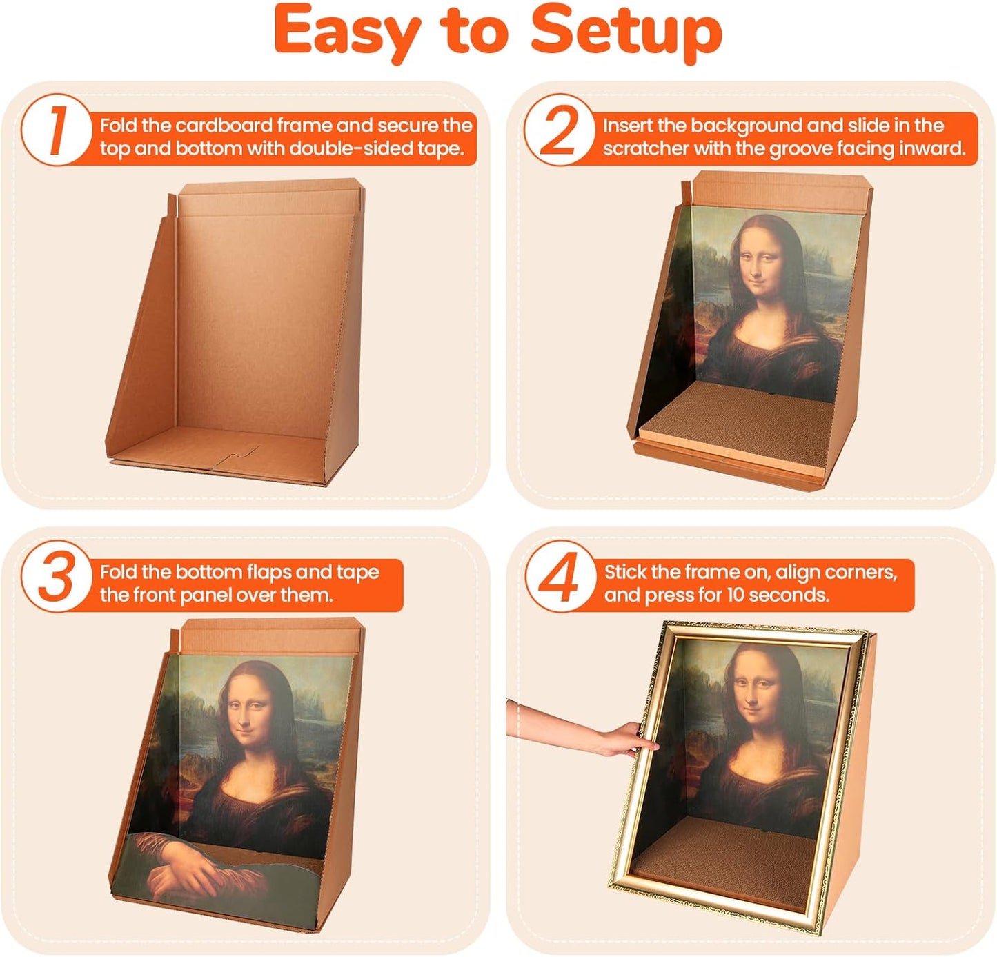 Mona Lisa Cat Bed, Home Decor, 3-in-1 3D Kitten Houses & Condos for Indoor Cats, Easy Setup Hideout for Small Animals, Novelty Gift for Cat Pawrent