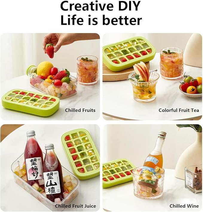 Ice Cube Bottle, 2in1 Touch Free Ice Cube Tray Water Bottle Come With Reusable Straw Tray Easy To Take Ice By Pressing Suitable For Coffee Juice Drinks