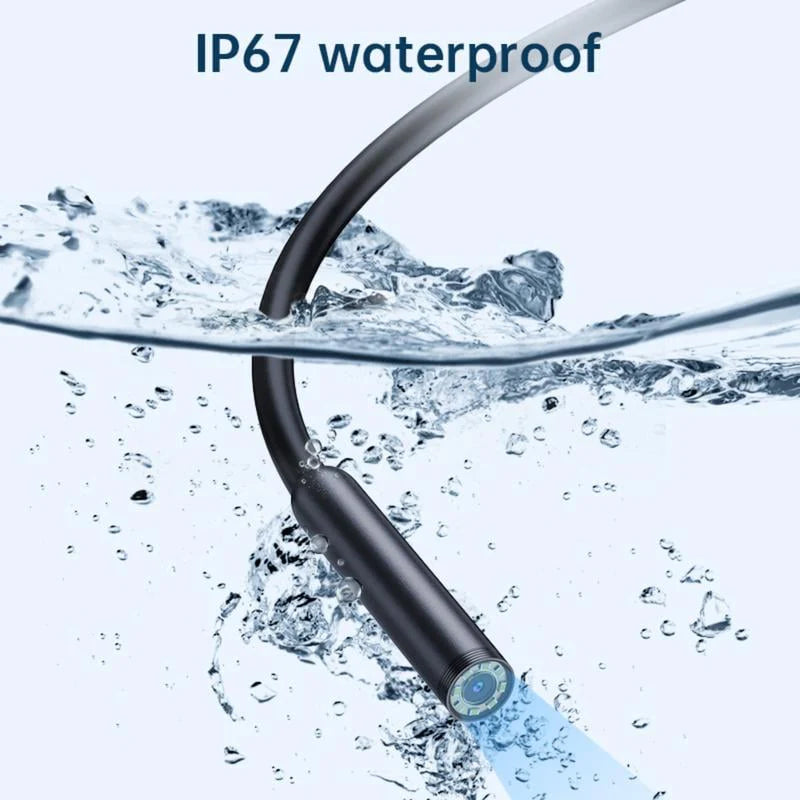 16.4ft Endoscope Camera with Light for iPhone and Android, 480P HD IP67 Waterproof Borescope with 8 Adjustable LED Lights, Semi-Rigid Snake Camera, 8mm Black, Diagnostic Tool
