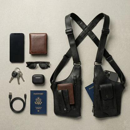 Premium Leather Adjustable Underarm Shoulder Bag for Men & Women