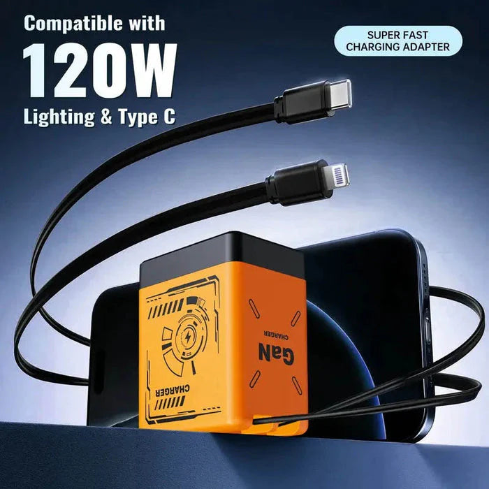 🔥Hot sale✨-GaNPro 120W Retractable Fast Charger Cube