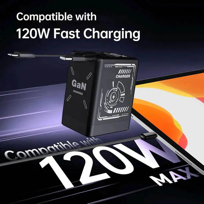 🔥Hot sale✨-GaNPro 120W Retractable Fast Charger Cube