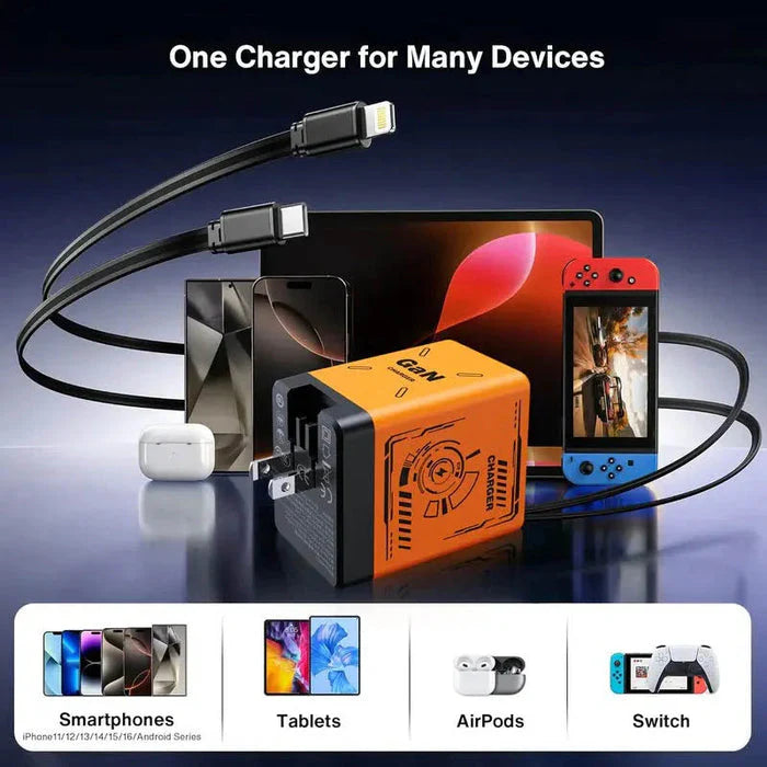 🔥Hot sale✨-GaNPro 120W Retractable Fast Charger Cube