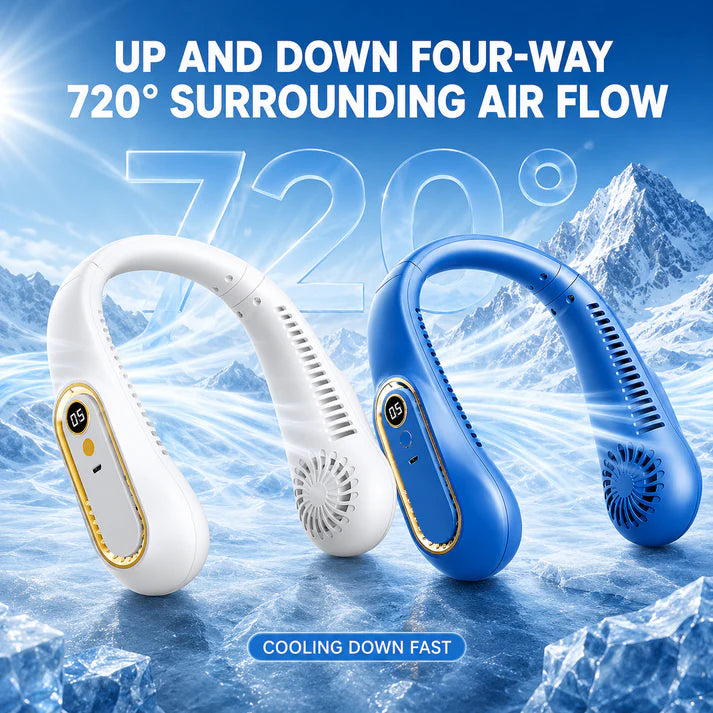 ❄️ 2026 Semiconductor Neck Cooling Fan – Cool-Touch Plate, 720° Airflow & Hands-Free Summer Comfort