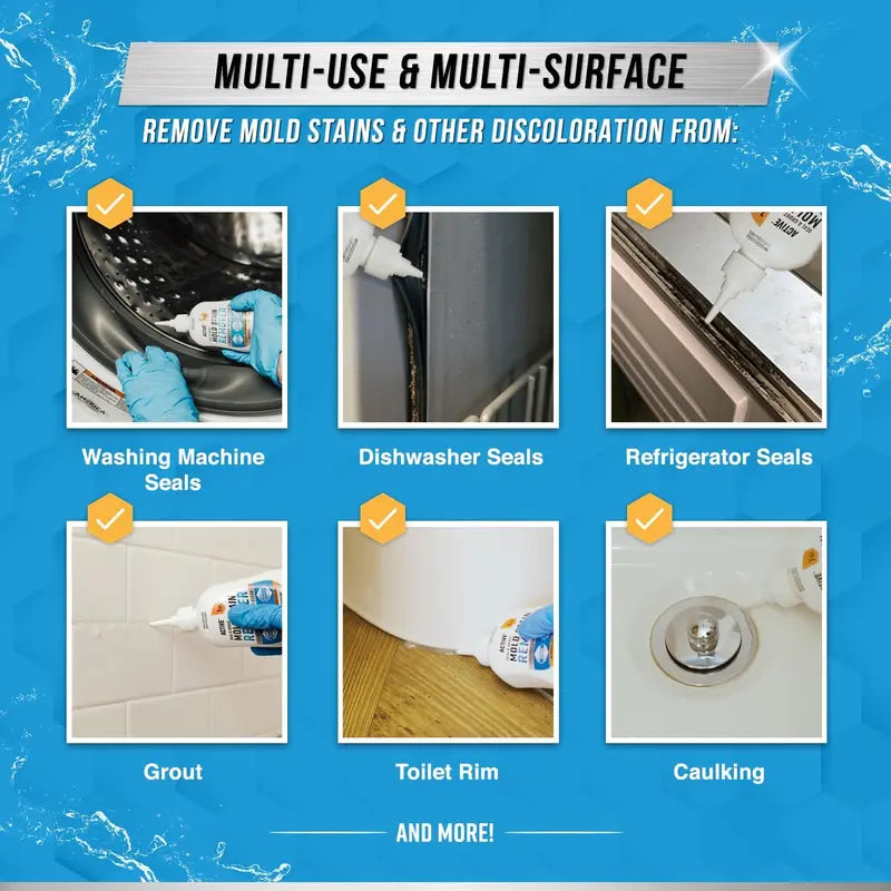 Mold Stain Remover Gel Cleaner Heavy Duty Stain Cleaner for Front Loader Washing Machine Seal, Bathroom Grout, Shower, Caulk - Front Load Washer Cleaning Solution