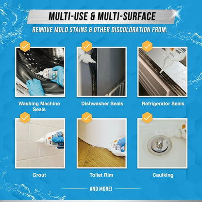 Mold Stain Remover Gel Cleaner Heavy Duty Stain Cleaner for Front Loader Washing Machine Seal, Bathroom Grout, Shower, Caulk - Front Load Washer Cleaning Solution